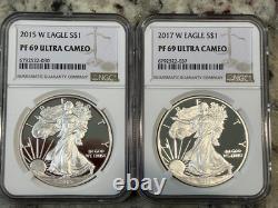 Poof Silver American Eagles / LOT OF 6 / PR 69 NGC / FREE PRIORITY SHIPPING