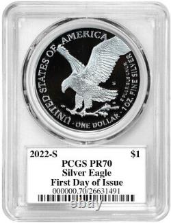 Pre-Sale 2022-S Proof Silver Eagle First Day of Issue PCGS PR70 Damstra Signed