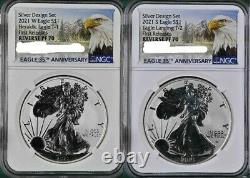 Presale 2021 2 Coin $1 Designer Reverse Proof Silver Eagle Ngc Pf70 Fr Set