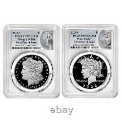 Presale 2023-S Proof $1 Morgan and Peace Silver Dollar 2pc Set PCGS PR70DCAM F