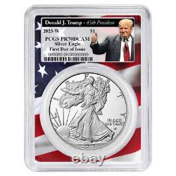 Presale 2023-W Proof $1 American Silver Eagle PCGS PR70DCAM FDOI Trump 45th Pr