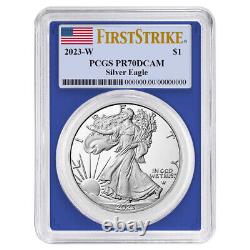 Presale 2023-W Proof $1 American Silver Eagle PCGS PR70DCAM FS Flag Label Blue