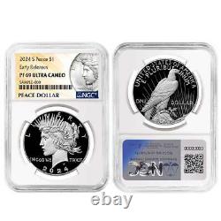 Presale 2024-S Proof $1 Morgan and Peace Silver Dollar 2pc Set NGC PF69UC E