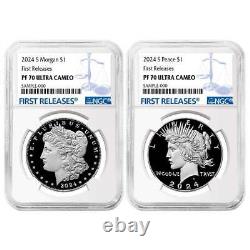 Presale 2024-S Proof $1 Morgan and Peace Silver Dollar 2pc Set NGC PF70UC F