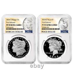 Presale 2024-S Proof $1 Morgan and Peace Silver Dollar 2pc Set NGC PF70UC F