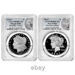 Presale 2024-S Proof $1 Morgan and Peace Silver Dollar 2pc Set PCGS PR70DCA