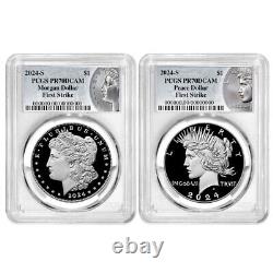 Presale 2024-S Proof $1 Morgan and Peace Silver Dollar 2pc Set PCGS PR70DCA