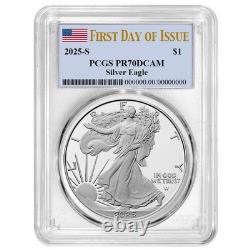 Presale 2025-S $1 1-oz Proof American Silver Eagle PCGS PR70DCAM FDOI Flag