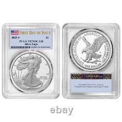 Presale 2025-S $1 1-oz Proof American Silver Eagle PCGS PR70DCAM FDOI Flag