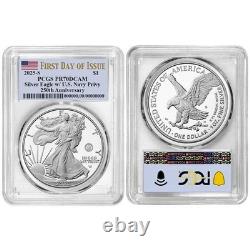 Presale 2025-S Proof $1 American Silver Eagle Navy Privy PCGS PR70DCAM FDOI