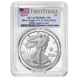 Presale 2025-S Proof $1 American Silver Eagle Navy Privy PCGS PR70DCAM FS