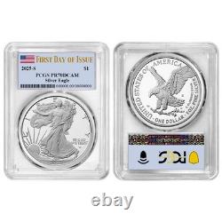 Presale 2025-S Proof $1 American Silver Eagle PCGS PR70DCAM FDOI Flag Label