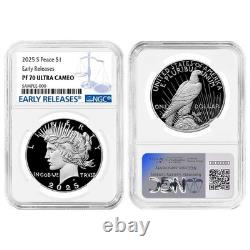 Presale 2025-S Proof $1 Morgan and Peace Silver Dollar 2pc Set NGC PF70UC E