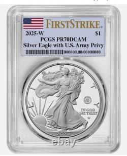 Presale 2025-W Proof $1 American Silver Eagle Army Privy PCGS PR70DCAM FS