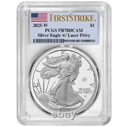 Presale 2025-W Proof $1 American Silver Eagle Laser Beam Privy PCGS PR70DCA
