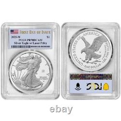 Presale 2025-W Proof $1 American Silver Eagle Laser Beam Privy PCGS PR70DCA