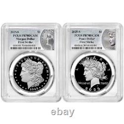Presale 2pc 2025-S Proof $1 Morgan and Peace Silver Dollar PCGS PR70DCAM