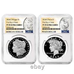 Presale 2pc Set 2024-S $1 Proof Morgan and Peace Silver Dollar NGC PF70UC