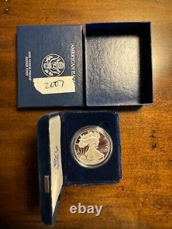 Proof 2007-W American Silver Eagle 1 oz. 999 Fine Silver Dollar With Box and COA