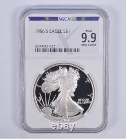 Proof 9.9 1986-S American Silver Eagle $1 NGC X NGCX Almost PERFECT