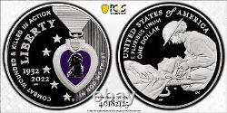 Purple Heart Hall of Honor 2022 22CQ Colorized Silver Dollar PCGS PR69 withBox&COA