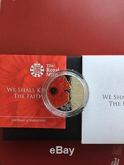 SCARCE 2013 RM Silver Proof Alderney Remembrance Day £5 Five Pound Poppy Coin