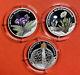 SET of 3 COINS 2 ROUBLES 2022 RUSSIA RED BOOK FLOWERS Viola incisa SILVER PROOF