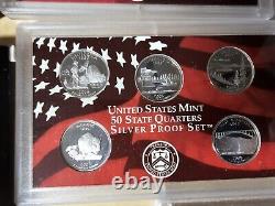 SILVER PROOF QUARTERS 2004-2008 withboxes & Coa's. 25 coins/4.5 troy oz of Silver