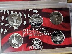 SILVER PROOF QUARTERS 2004-2008 withboxes & Coa's. 25 coins/4.5 troy oz of Silver