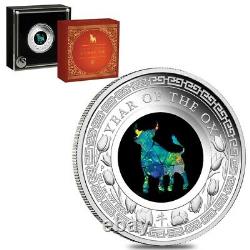 Sale Price 2021 1 oz Proof Silver Lunar Year of the Ox Opal Coin Australian