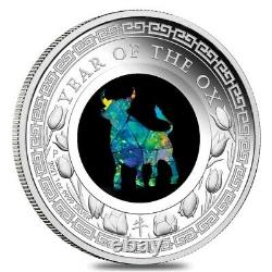 Sale Price 2021 1 oz Proof Silver Lunar Year of the Ox Opal Coin Australian