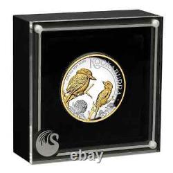 Sale Priced 2023 2oz SILVER PROOF HIGH RELIEF GILDED COIN KOOKABURRA 2000 MINT