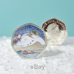 Silver Proof 2018 Snowman 50p Royal Mint Coin in a Deluxe Personalised Gift Box