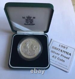 Simply Coins 1997 SILVER PROOF BRITANNIA 1OZ 2 POUNDS COIN BOXED COA MINT