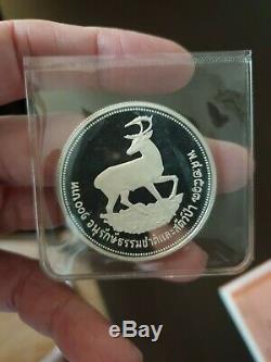 Thailand 1974 Wwf Deer 100 Baht Silver Proof Coin