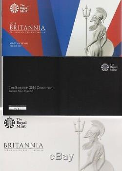 The Britannia 2014 Uk 6 Coin Silver Proof Set Boxed With Certificates