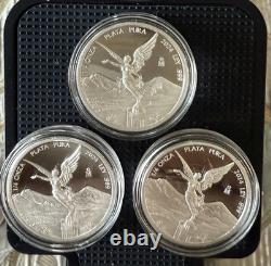 Three 1/4 Oz. 999 FINE SILVER PROOF LIBERTAD COINS