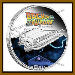 Tuvalu 1 Dollar Silver Proof Coin, 1 oz 2015 De Lorean Back to the Future