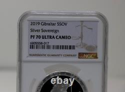 UK 5 Sovereign SOV Silver Proof Coin NGC PF70 Ultra Cameo. 999 Silver 2019