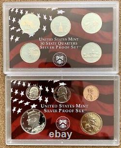 USA 50 State Quarter Silver Proof Set 1999-2008 All Coins Incl 109 Total Coa Ogp