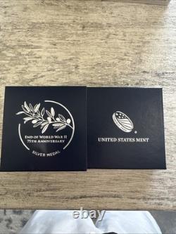 US Mint WWII 75th Anniversary Silver Proof Medal 2020 20XH with COA Box NEW