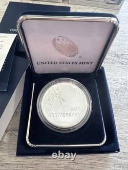 US Mint WWII 75th Anniversary Silver Proof Medal 2020 20XH with COA Box NEW