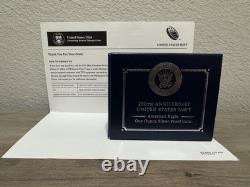 US Navy 250th Anniversary Silver Proof Coin 1oz American Eagle Design with Box COA