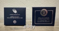 US Navy 250th Anniversary Silver Proof Coin 1oz American Eagle Design with Box COA