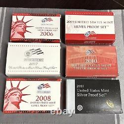 US Silver Proof Sets Lot of 6 2006-2011 90% US Coins With Box & COA San Francisco