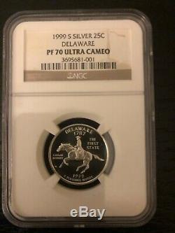US State Quarters 1999 Delaware Coin PF 70 Ultra Cameo Silver Proof- Very RARE