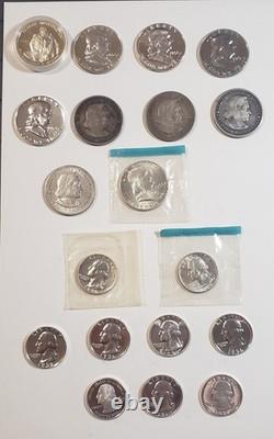 U. S. 90% SILVER COIN LOT $9.45 Face value (Mix of Business & Proof coins)