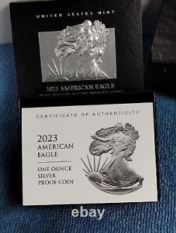 U. S. MINT 2023 S SILVER EAGLE 1 OZ. SILVER PROOF COIN With OGP High Grade Coin