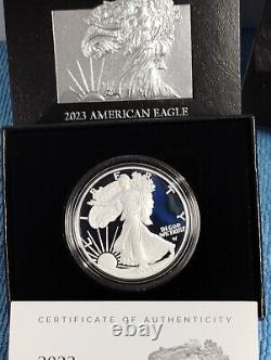 U. S. MINT 2023 S SILVER EAGLE 1 OZ. SILVER PROOF COIN With OGP High Grade Coin