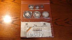 VERY RARE 1969 REPUBLIC OF UGANDA 6 COIN Silver PROOF SET OF COINS W DISPLAY/COA